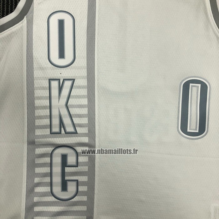 Maillot Oklahoma City Thunder Russell Westbrook NO 0 Ville 2021-22 Blanc